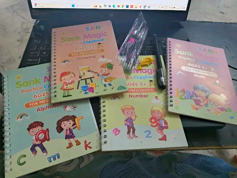 Sank Magic Practice Copybook (4 books,10 Refill,1 Pen,1 Grip,) Pack of 1