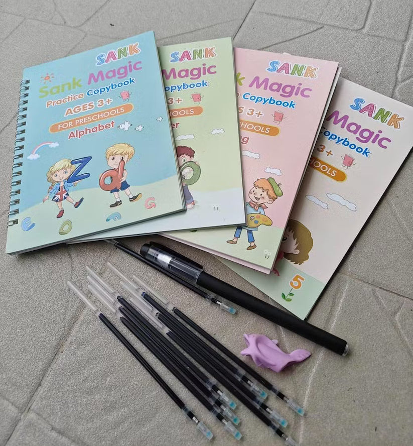 Sank Magic Practice Copybook (4 books,10 Refill,1 Pen,1 Grip,) Pack of 1
