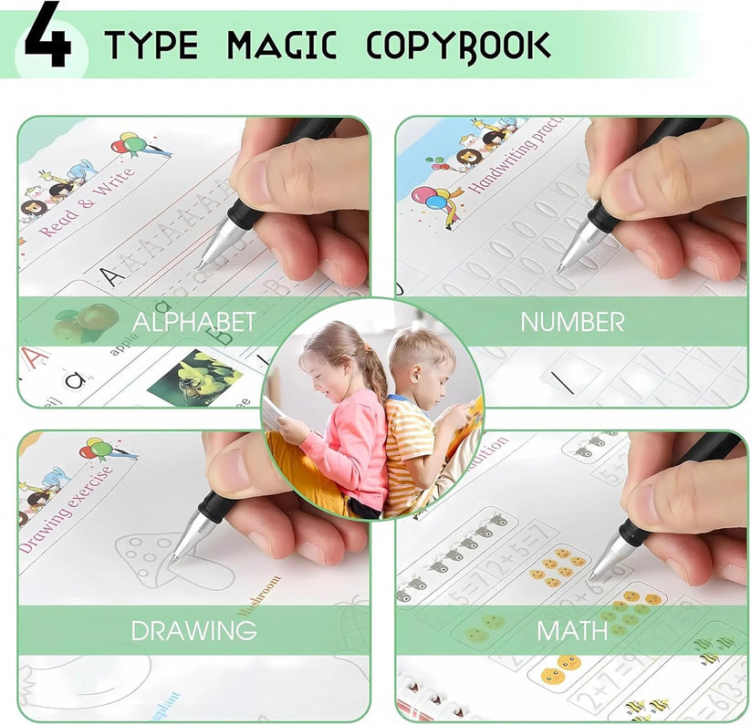Sank Magic Practice Copybook (4 books,10 Refill,1 Pen,1 Grip,) Pack of 1
