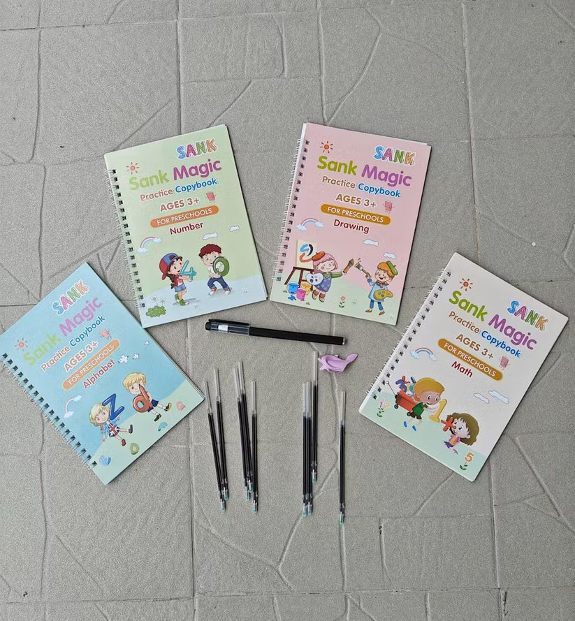 Sank Magic Practice Copybook (4 books,10 Refill,1 Pen,1 Grip,) Pack of 1